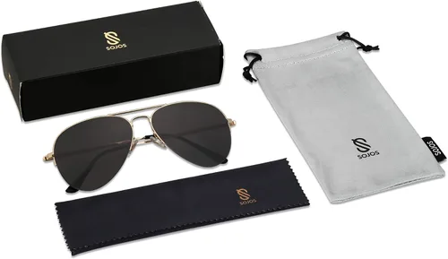 Vista 7 de SOJOS Gafas de sol para hombre y mujer marco de metal clásico sin borde SJ1106