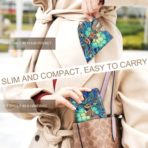 Vista 6 de APHISON Billetera para mujer, delgada y pequeña, cartera RFID para mujer, 09-0098, Moda