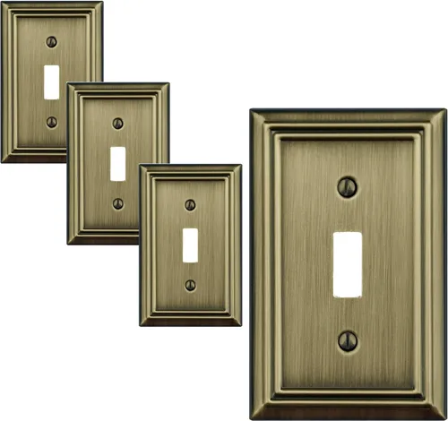 Vista 18 de OKAWYC Cubierta Individual en Blanco para Interruptor de Luz Placa de Pared de Metal Adler, Paquete de 4 Latón Antiguo 1 Gang, Cubierta