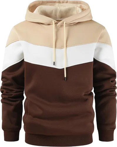 Vista 14 de Gesean - Sudadera con capucha para hombre, diseño de bloques de color, estilo suéter, manga larga, casual, con bolsillo