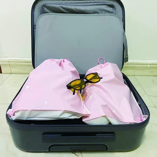 Vista 5 de Bolsas de zapatos para viajes, organizador grande de almacenamiento de zapatos transparentes con cordón, bolsas de almacenamiento de viaje