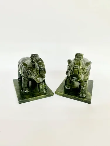 Vista 2 de Figura de elefante de jade natural verde colección tallada a mano artes animal tallado encanto tótem figura hecha a mano decoración del hogar