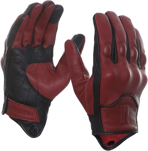 Vista 7 de Harssidanzar Guantes de cuero de motocicleta para hombre pantalla táctil GM028