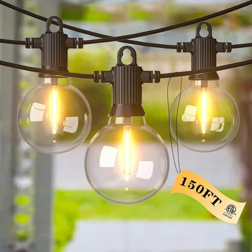 Vista 17 de Kawaya Tira de luces LED de 240 pies para exteriores, impermeable, regulable, G40, globo G40, iluminación para exteriores con 120 + 4 bombillas