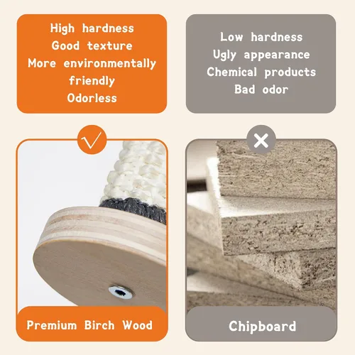 Vista 3 de Cama rascador de sisal extra grande para gatos de interior, poste rascador natural de 25 pulgadas para gatos con hamaca resistente marco de madera