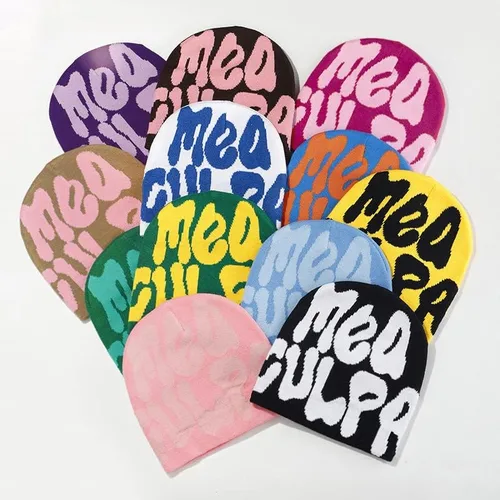 Vista 2 de HYPEHOME Y2k Beanie - Gorro de punto de invierno para mujer, gorro de calavera para hombre