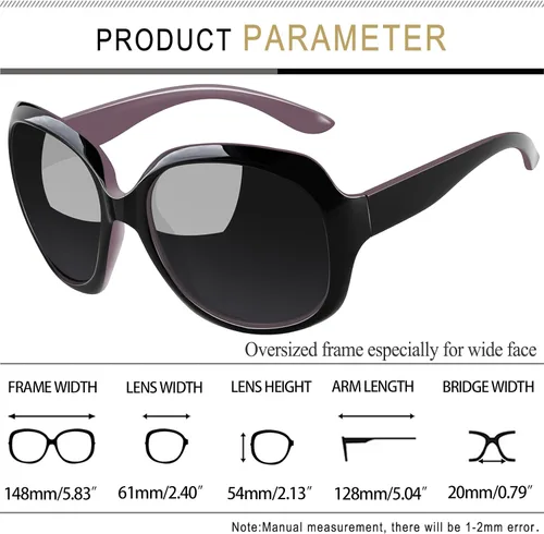 Vista 162 de Joopin Lentes de sol de gran tamaño para mujer, polarizados, grandes, para conducción, protección UV, grandes sombras