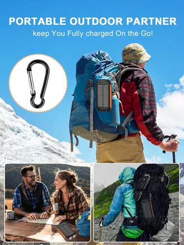 Vista 7 de Cargador solar de 38800 mAh, impermeable, portátil, con linterna LED, batería externa de carga rápida USB C, compatible con exteriores, campamento