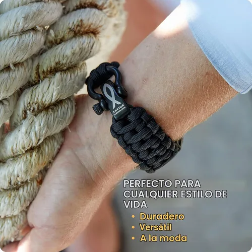 Vista 5 de Savior Survival Gear - Correa de repuesto para Apple Watch de 1.65”/42 mm, hecha de 550 cuerda de paracaídas con grillete ajustable de acero Negro