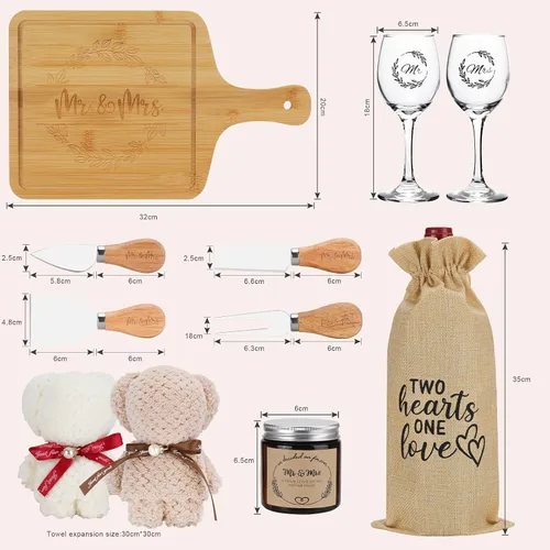 Vista 6 de Regalos de boda para parejas 2026, regalos para parejas, regalo de novia, regalo de recién casados, regalo de señor y señora, cesta de vela de bambú