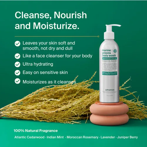 Vista 2 de umanos Superfood Gel de baño, limpiador corporal nutritivo a base de plantas, bueno para pieles sensibles. Sin sulfato, fragancia natural, 10 onzas