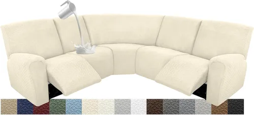 Vista 84 de Fundas para sofá modular reclinable, impermeable, en forma de L, lavable, para sofá reclinable en forma de L, súper elásticas, suaves, para esquinas