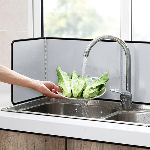 Vista 2 de Protector contra salpicaduras para freír antiadherente, de 3 caras, plegable, pantalla contra salpicaduras de grasa de acero inoxidable, protector
