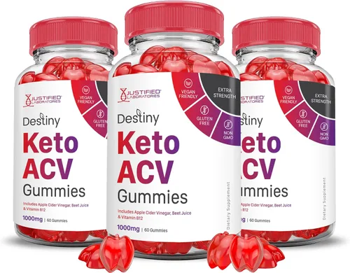 Vista 8 de Justified Laboratories Destiny Keto ACV Gummies (1000 mg) – 60 unidades – Formuladas con vinagre de sidra de manzana, folato y vitamina B12 – Sin