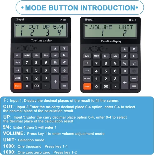 Vista 5 de Calculadora de escritorio, calculadoras básicas de escritorio iPepul con botones grandes y pantalla de 2 líneas, calculadora simple de 4 funciones