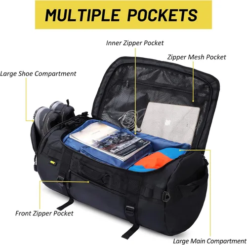 Vista 3 de MIER Mochila grande de lona deportiva para gimnasio con compartimento para zapatos, resistente y resistente al agua