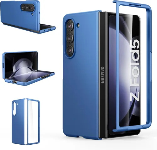 Vista 17 de Foluu Funda Slim Fit para Samsung Galaxy Z Fold 5, con protector de pantalla frontal integrado, cubierta protectora de PC mate ultradelgada