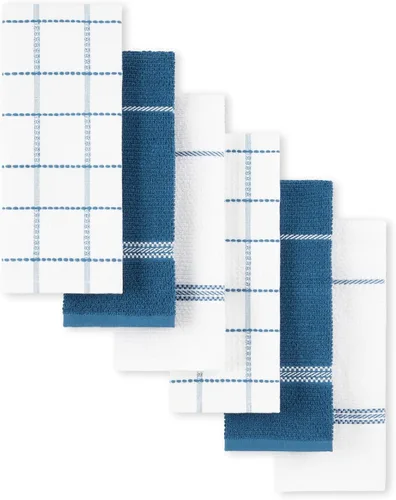 Vista 13 de Martha Stewart Modern Waffle - Juego de 6 toallas de cocina de punto gofre, color azul aguamarina, 16 x 28 pulgadas