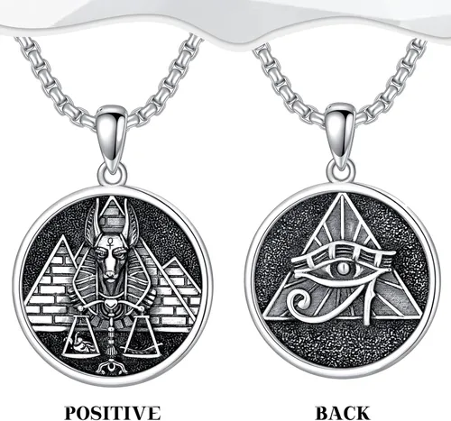 Vista 3 de Seiyang Mitología de plata de ley 925 paganismo Collar egipcio de joyería de regalo para hombres y mujeres con cadena Rolo de 0.079 in 22+2