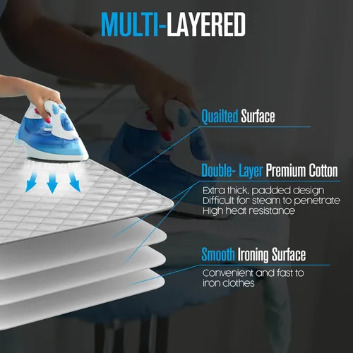 Vista 3 de Houseables, funda para planchar, esterilla magnética para lavado, de 32 1/2 x 17 pulgadas, gris, tipo acolchada, funda resistente al calor, a
