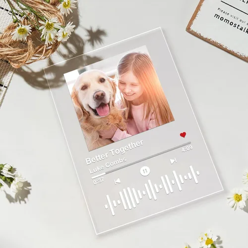 Vista 8 de Canción acrílica personalizada con foto, placa de música transparente personalizada, cubierta de álbum de fotos personalizada, luz nocturna