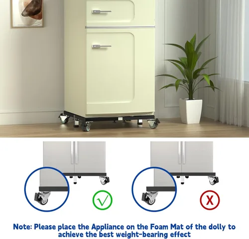 Vista 6 de Soporte móvil de acero resistente para nevera, base móvil con ruedas, soporte ajustable para lavadora, base multifuncional para muebles para nevera