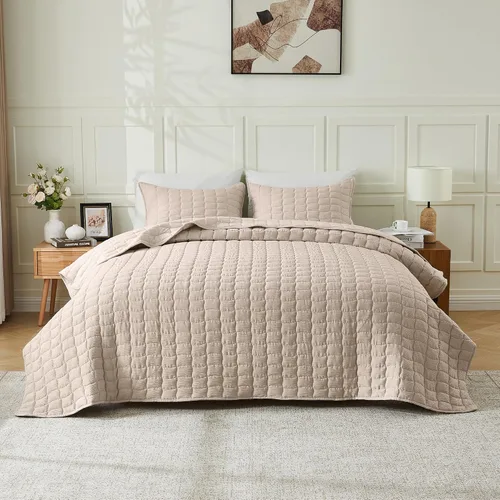 Vista 8 de Great Bay Home Juego de edredón individual/individual XL, juego de ropa de cama de 2 piezas con costuras en caja de sirsaca - colcha suave, ligera