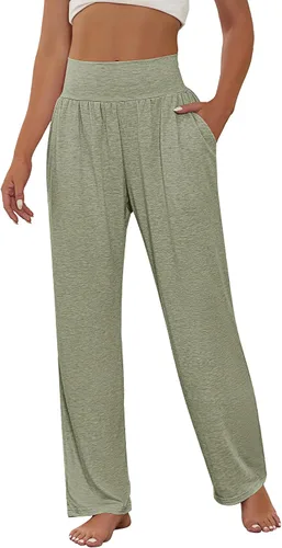 Vista 2 de Neer 3 piezas de pantalones de yoga de pierna ancha para mujer, cómodos, holgados, de cintura alta, pantalones deportivos casuales