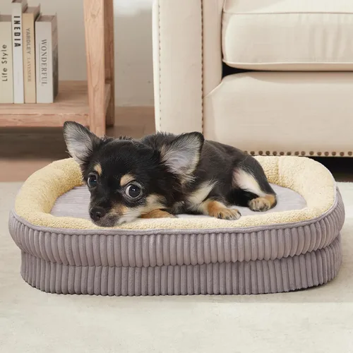 Vista 12 de Cama ortopédica para perros para cachorros, razas de perros extra pequeños, cama ovalada para gatos, sofá cama para perros de espuma de celda