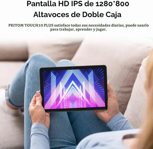 Vista 5 de PRITOM Tablet Android 15,64 GB, Octa-Core, WiFi de 5 GHz, HD, con teclado Funda personalizada, cargador y ratón, Bluetooth, cámara dual, tabla