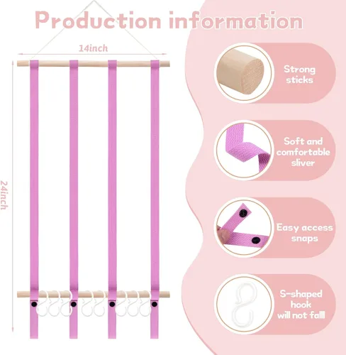 Vista 3 de OAOLEER Organizador de lazo para el pelo para niñas, pinzas para el pelo, diadema, organizador de almacenamiento para colgar en la pared, decoración