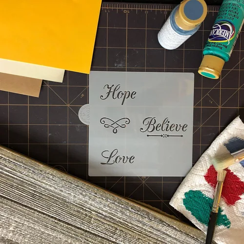 Vista 3 de Hope, Believe, Love Cookie and Craft Stencil by Designer Stencils