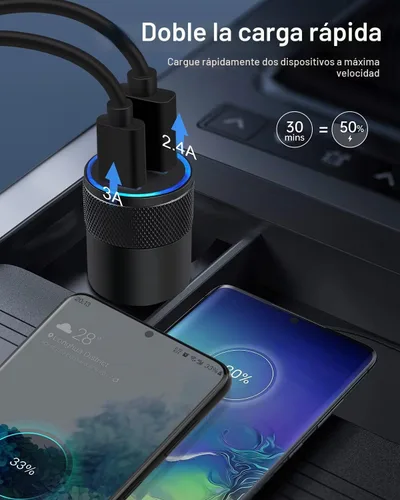 Vista 5 de AILKIN cargador del coche de 30W PD USB C, tipo bloque de carga rápida del Car Charger