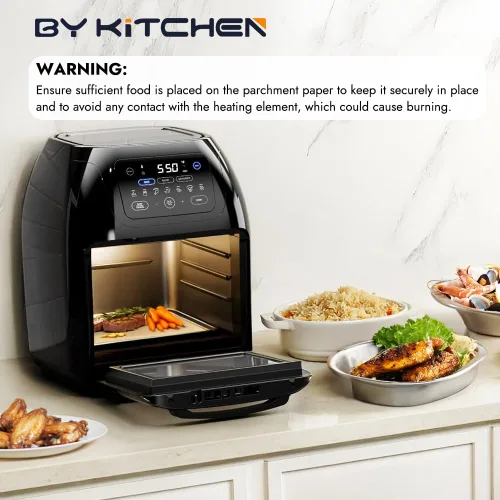 Vista 6 de BYKITCHEN Revestimientos para freidora de aire de 9.4x8.7 pulgadas compatibles con freidora de aire de 4-7QT y freidora de aire multifuncional