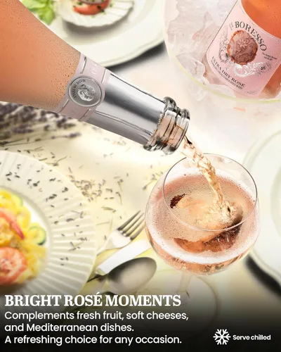 Vista 5 de Boresso Extra Dry 0.0% ABV Vino rosado espumoso sin alcohol con caja de regalo alternativa de champán sin alcohol desalcoholizado de Italia 25.4 fl