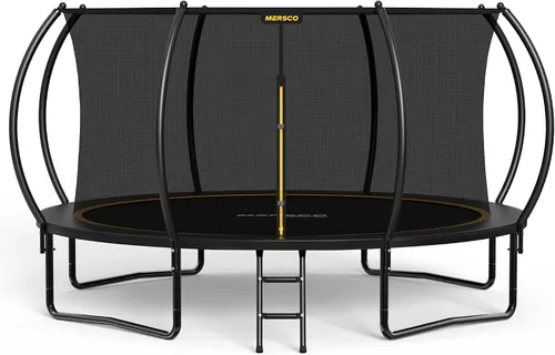 Vista 13 de Mersco Trampolín para exteriores de 10 pies, 12 pies, 14 pies, con recinto y escalera, cama elástica recreativa aprobada por ASTM para niños