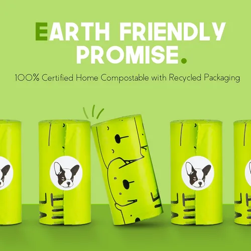 Vista 3 de Certified Home - Bolsas compostables para excrementos de perro con asas, 120 bolsas (10 rollos) NF T51-800, ASTM D6400 and EN 13432 certified