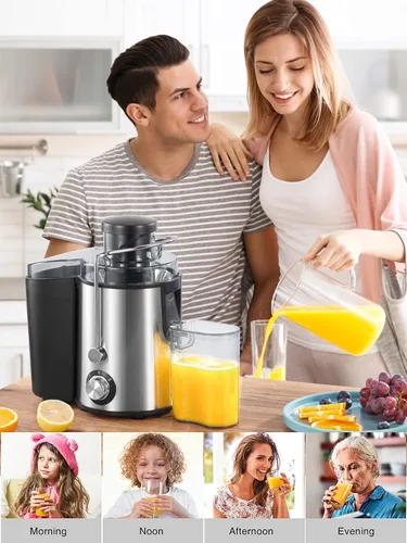 Vista 6 de Exprimidor, extractor de jugo, fácil de limpiar, máquina exprimidora de acero inoxidable con boca de 3 pulgadas de ancho, exprimidor centrífugo de 2