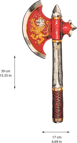 Vista 2 de Liontouch Hacha Noble Knight para niños, color rojo Juguete medieval de simulación en espuma para niños con tema de león dorado Armas seguras