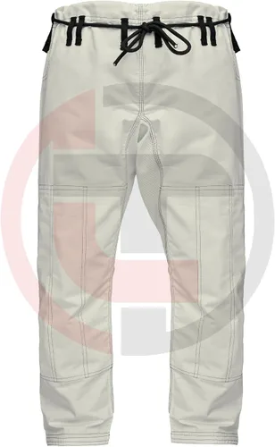 Vista 4 de Bjj Gi Jiu Jitsu Kimonos sin blanquear Gi Collar negro 100% algodón Perl tejido 450GSM