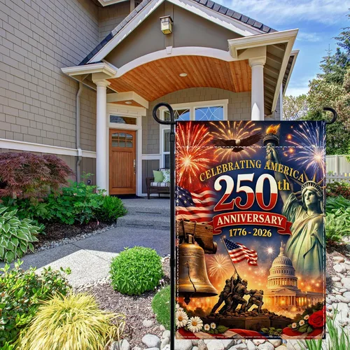 Vista 4 de Bandera de jardín de Estados Unidos del 250 aniversario 1776-2026, decoración de 250 años de cumpleaños, decoración y suministros para fiestas