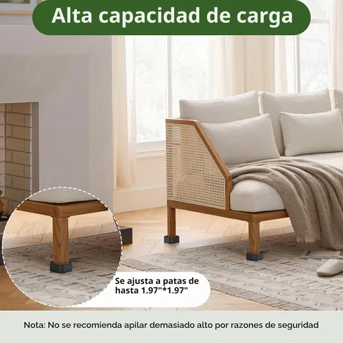 Vista 2 de Elevadores de cama cuadrados apilables negros de 1.38 pulgadas para muebles