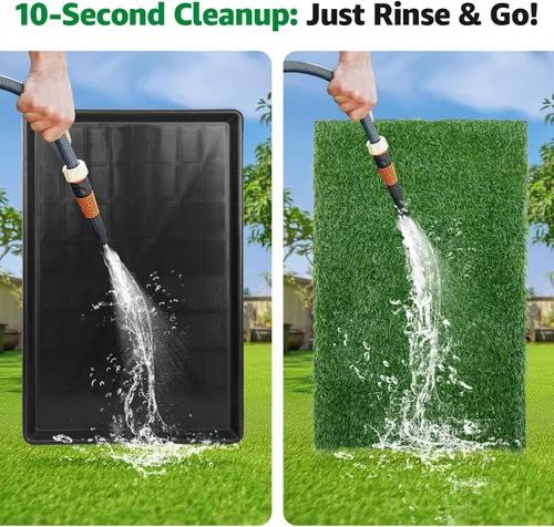 Vista 9 de Almohadilla de hierba para perros Orinal: 35.5 "x 23.6" Almohadilla de césped para perros con bandeja 2 alfombrillas de césped artificial