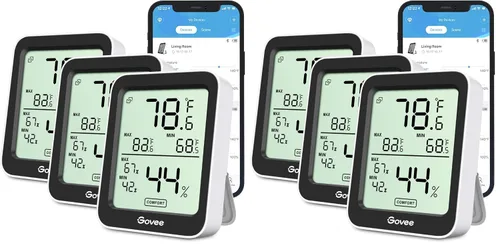Vista 13 de Govee Higrómetro Digital Higrómetro Interior Termómetro de Habitación H5075, Medidor de Temperatura y Humedad Bluetooth con Control Remoto