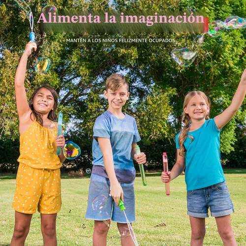 Vista 4 de JOYIN - Varitas grandes de 14.6 pulgadas para hacer burbujas para niños, 6 piezas con solución de recambio, juguete de verano, recuerdo de fiesta