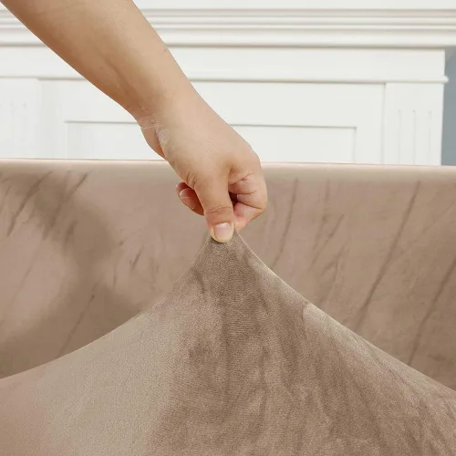 Vista 3 de IMYOGI Fundas para sofá de alta elasticidad, fundas gruesas y elásticas de terciopelo de zorro plateado, suaves con parte inferior elástica Ceniza