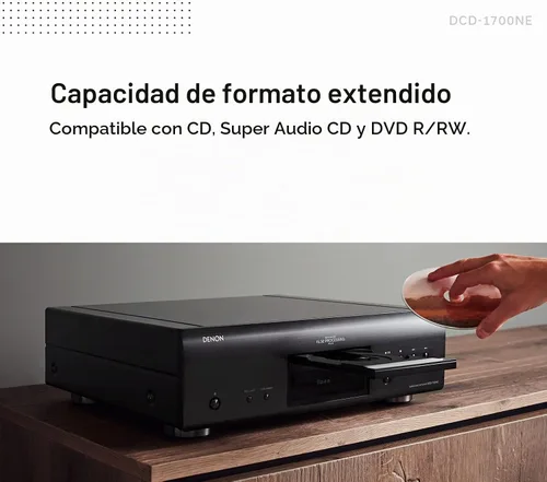 Vista 5 de Denon DCD-1700NE Reproductor SACD, Reproductores de CD para el hogar, convertidor D/A de 192 kHz/32 bits de ultra precisión, diseño resistente a