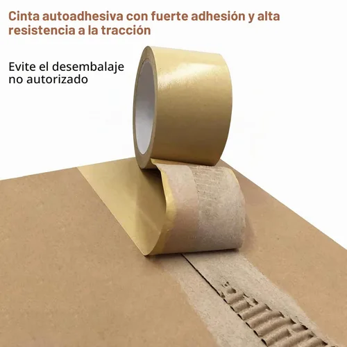 Vista 5 de TooCust Cinta de papel kraft autoadhesiva, 2 pulgadas x 55 yardas, cinta de papel marrón, cinta de embalaje marrón, cinta de embalaje de papel