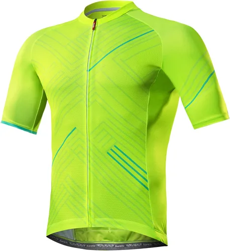 Vista 6 de Santic Camiseta de ciclismo para hombre, manga corta, camisas de ciclismo de montaña, chaqueta de bicicleta con bolsillos