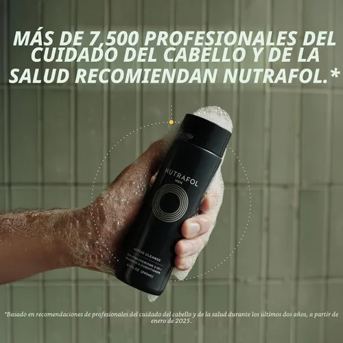 Vista 3 de Nutrafol Champú y acondicionador 2 en 1 para hombres, limpia, hidrata, desobstruye los poros, mejora el volumen y la fuerza del cabello, formulado